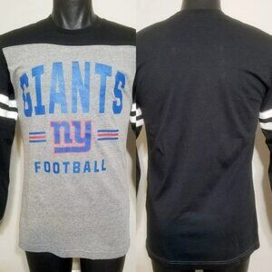 NY Giants NFL Long Sleeve T Shirt Football Raglan Striped Gray Black Mens S Tee